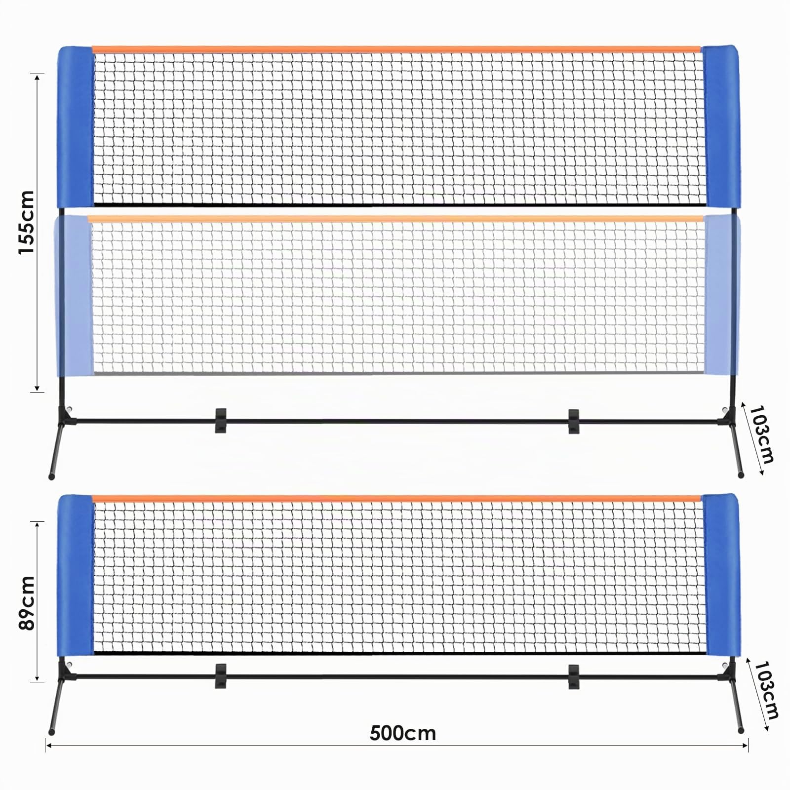 Badmintonnetz Outdoor 400cm | 500 cm Federballnetz, Faltbare Volleyballnetz für Garten, Tennisnetz Höhenverstellbar mit 3 Federbällen & Tragetasche Indoor & Outdoor