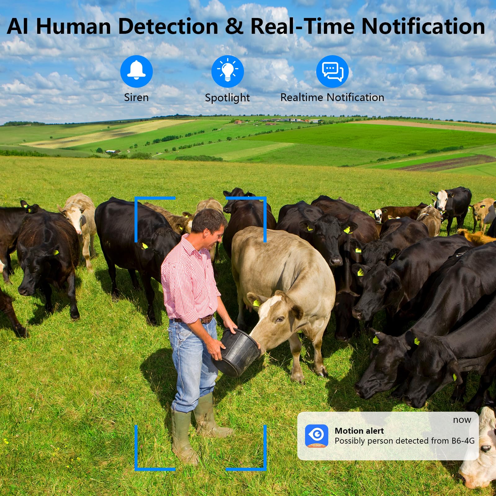 Cinnado 4G LTE 2K 3MP Camera Exterieur sans Fil Solaire, Batterie 9000 mAh | Camera de Surveillance sans Internet et sans WiFi, PIR Détection Humaine IA, IP65 Étanche, Carte SIM Virtuelle Incluse