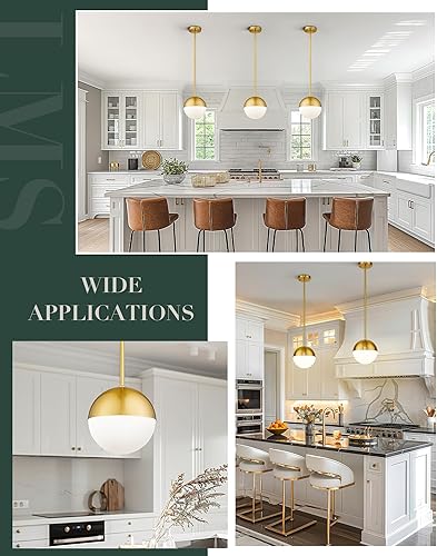 Miniatura 3 de LMS Iluminación colgante moderna con globo dorado, lámpara colgante de mediados de siglo, lámpara colgante de una lámpara para isla de cocina