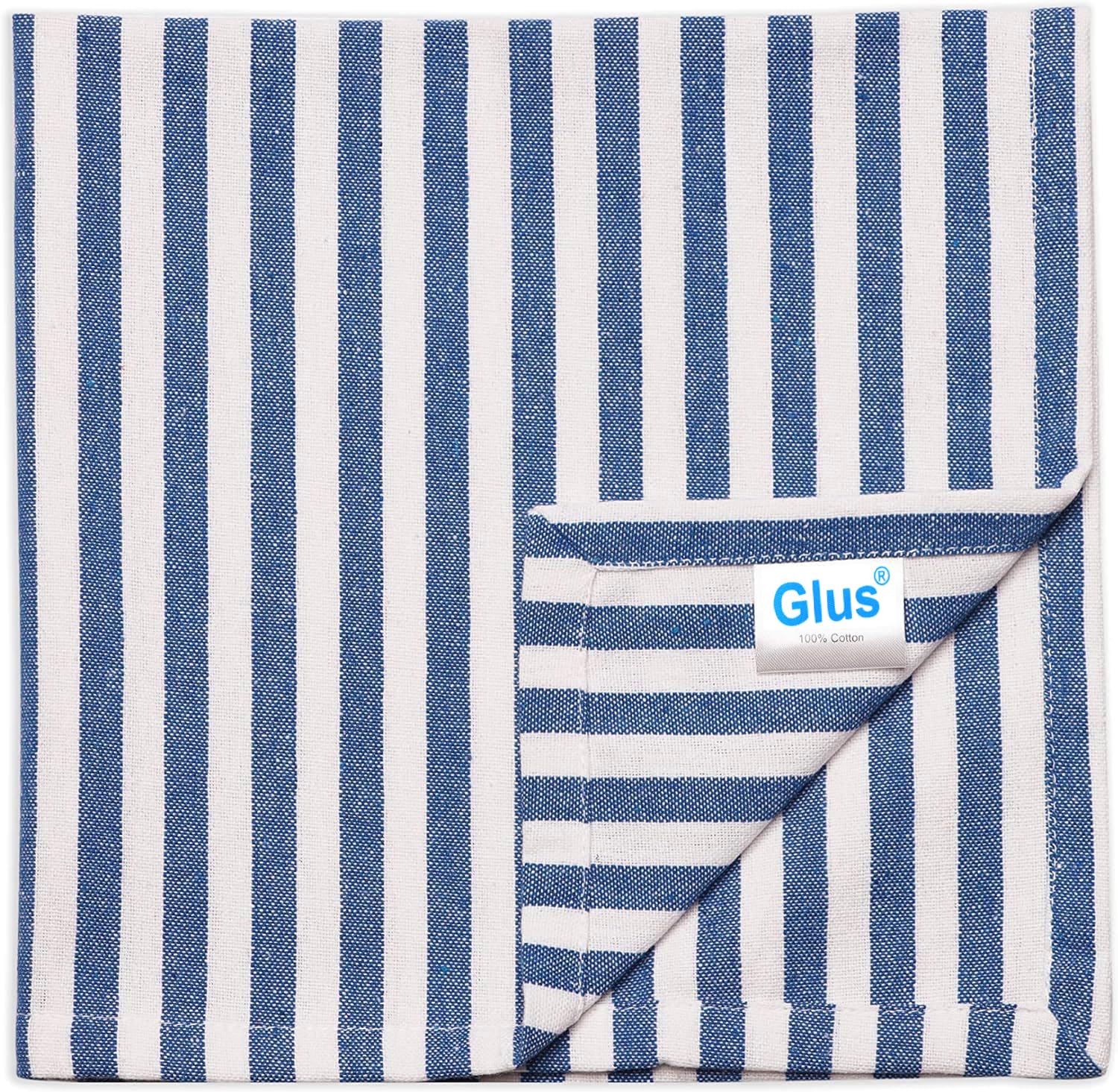 Blue Stripe Cotton Napkins - Set of 4 -4 Blue Stripe Cotton Napkins - Set of 4 -4
