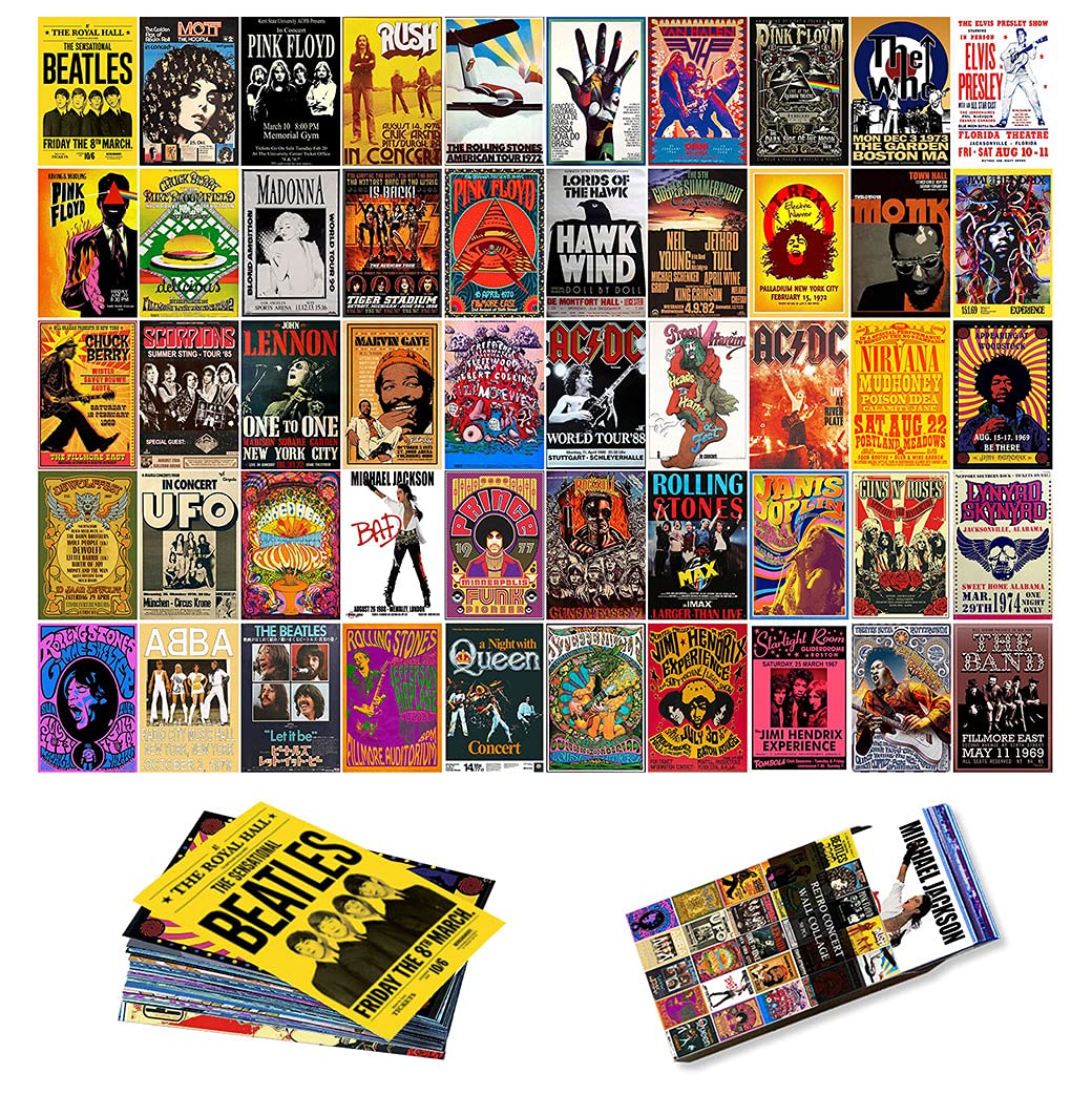 Buy Vintage Rock Wall Collage Kit, Aesthetic Room Decor, Retro Music