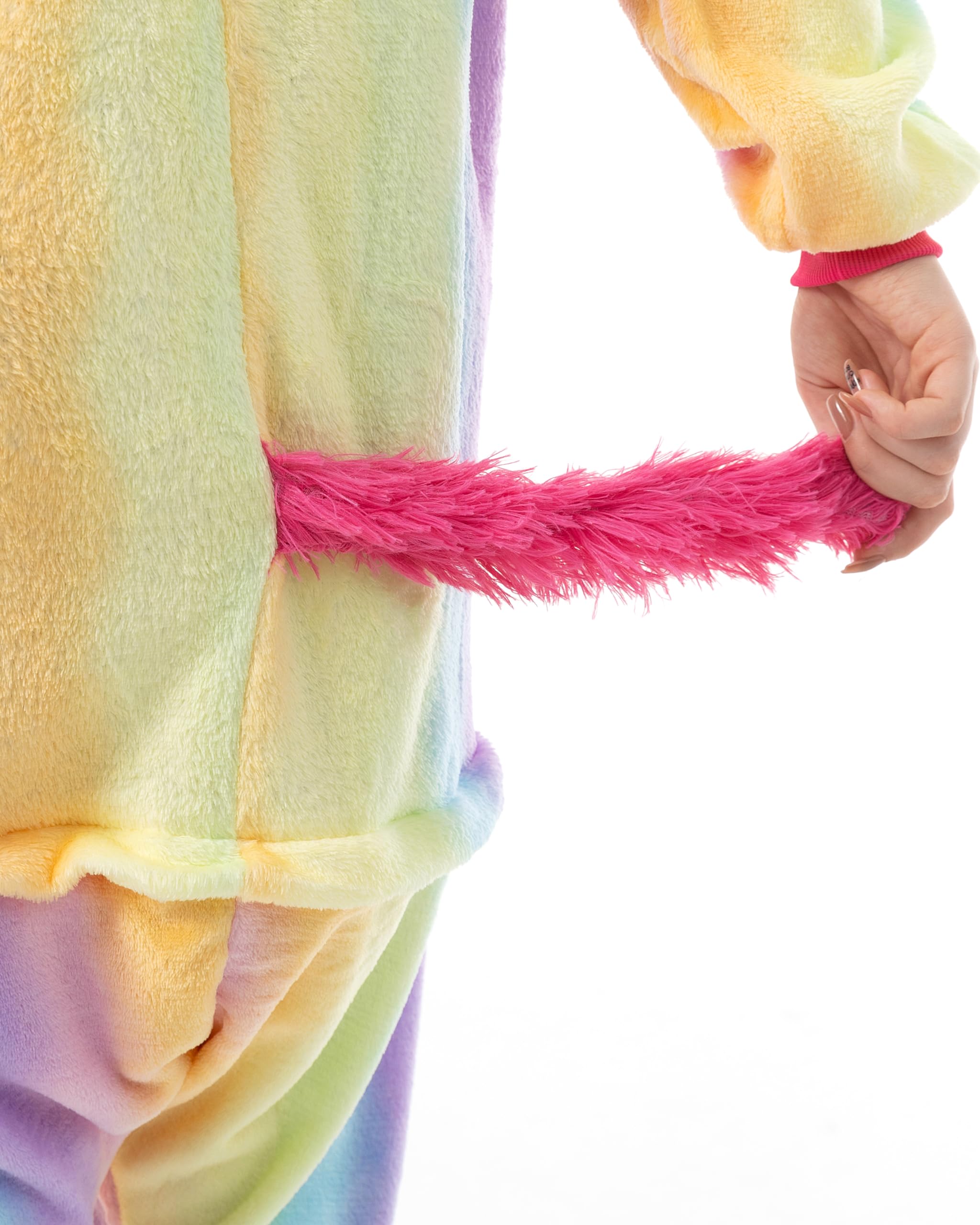 Katara 1744 Kigurumi Unisex Adulti Costume Animale Pigiama intero Carnevale, Unicorno Arcobaleno, 145-155cm