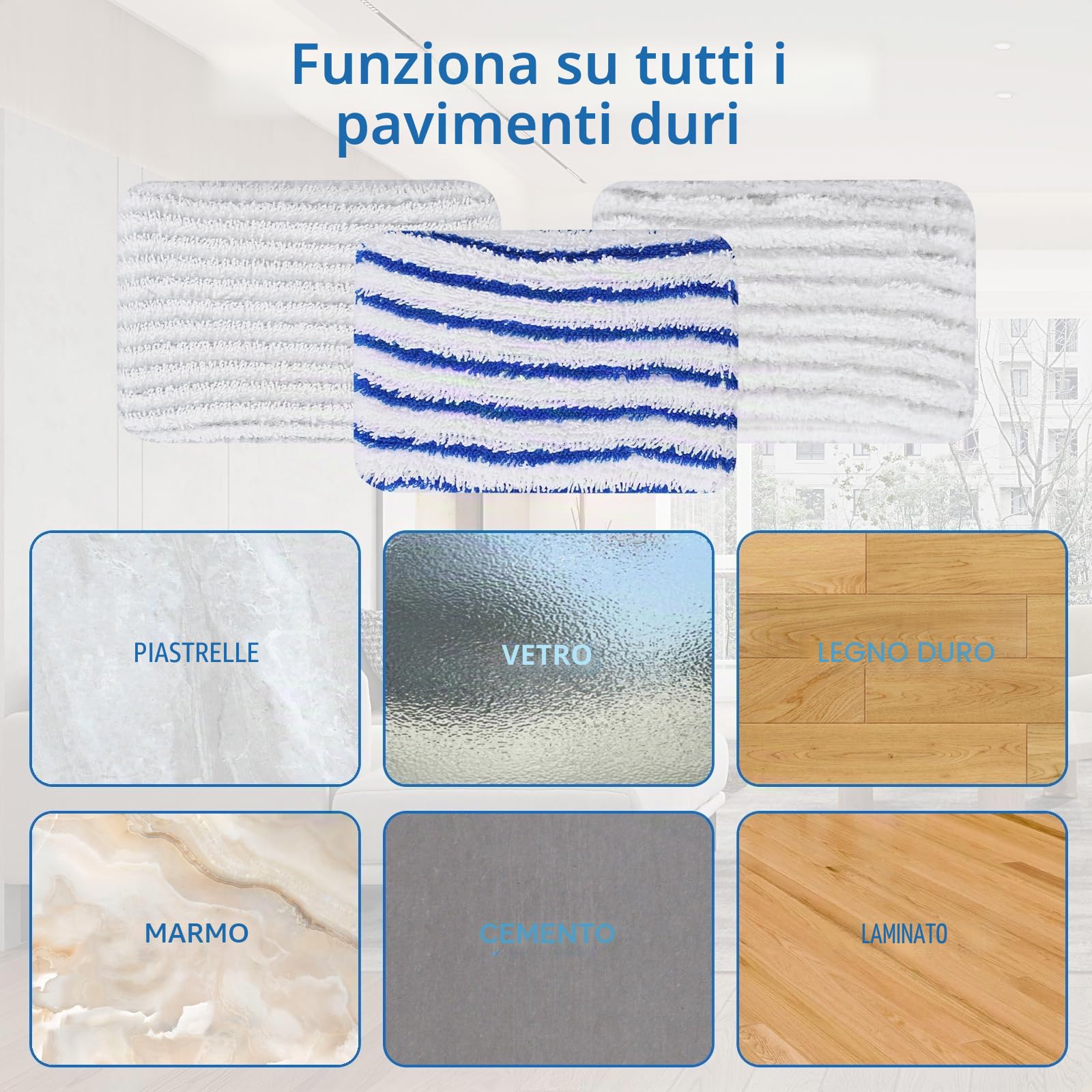 6 Pezzi Panni in Microfibra ZR850002 ricambio per Rowenta Clean & Steam ZR850002 ZR005801 ZR005804 Panni lavabili per Rowenta RY7xxx RY8xxx
