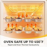 Vista 6 de Juegos de utensilios de hornear HONGBAKE, juego de sartenes para hornear, sartén antiadherente para horno de cocina con asas más anchas, juego de 10