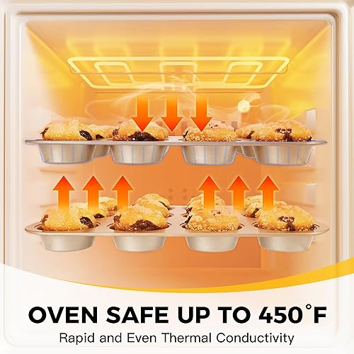 Miniatura 6 de HONGBAKE Juego de utensilios para hornear, juego de moldes para hornear, sartén antiadherente para horno de cocina con agarres más anchos, 10 piezas