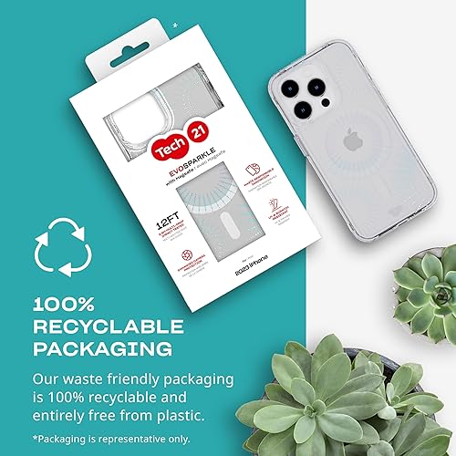 Miniatura 8 de Tech21 Evo Sparkle - Funda para iPhone 15 Pro, compatible con MagSafe, funda de protección contra impactos, transparente lunar