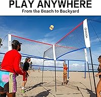 Vista 2 de GOOX Juego de 4 redes cuadradas de voleibol, red de voleibol para 4 personas para patio trasero, playa, césped, red de voleibol cuadrada portátil