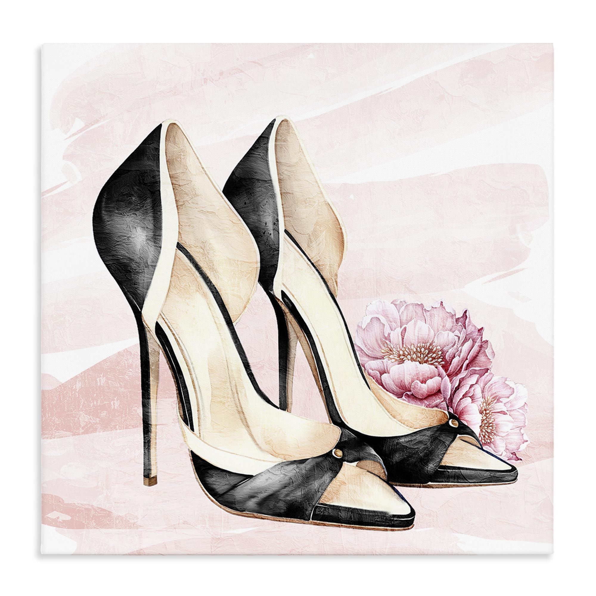 Stupell Industries Glam Heels Floral Bouquet 'Glam Time Heels', Canvas Art, 24 X 24 Inches, Easy To Hang And Sturdy, Made In Usa, By Kim Allen