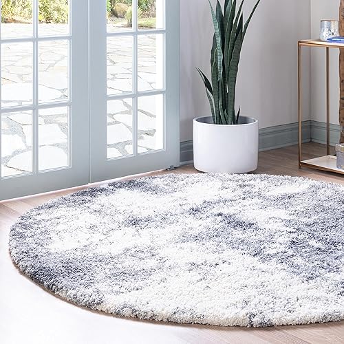 Rugs.com Soft Touch Shag Collection - Alfombra redonda de 5 pies, color gris ahumado, perfecta para cocinas, comedores Rugs.com Soft Touch Shag Collection - Alfombra redonda de 5 pies, color gris ahumado, perfecta para cocinas, comedores