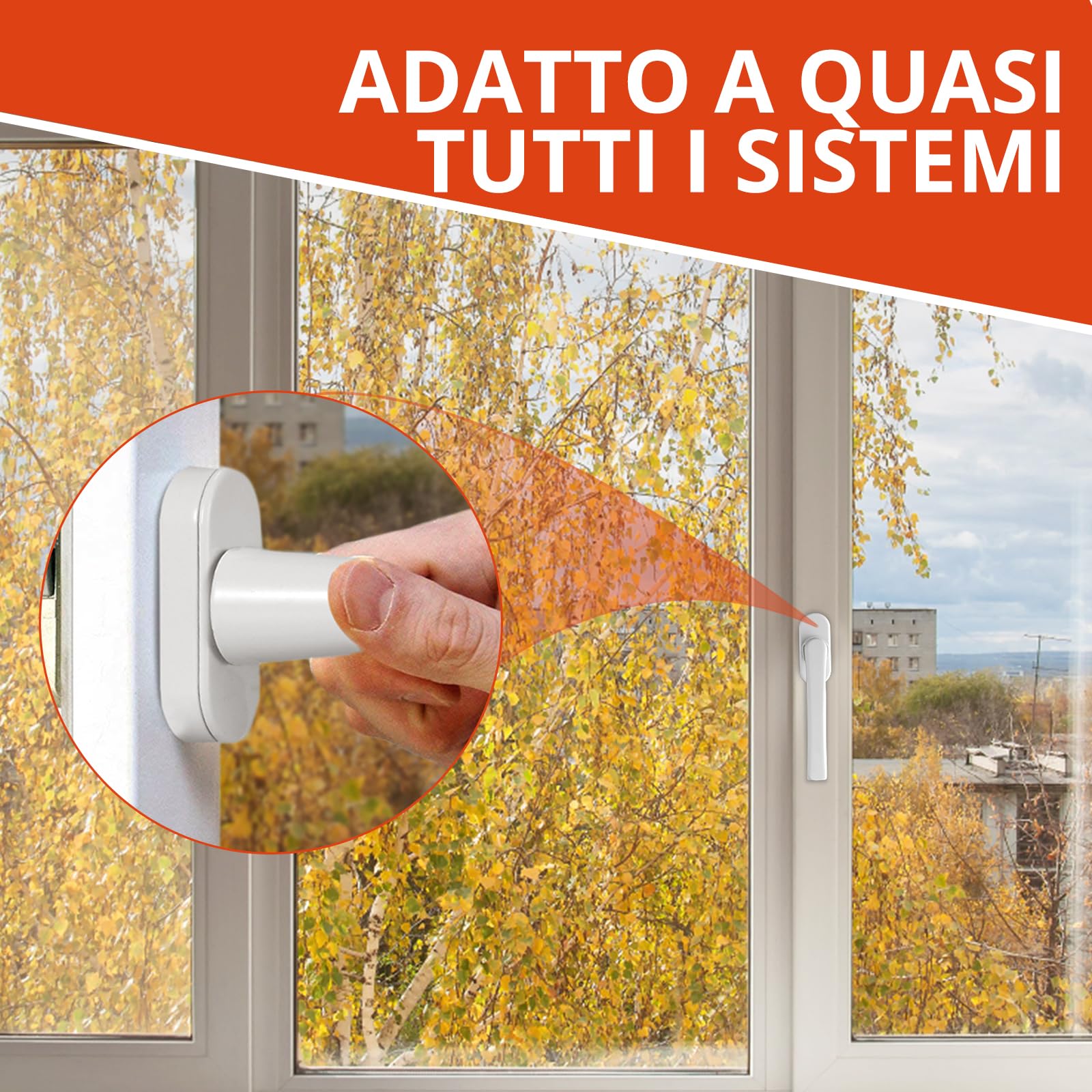 Maniglie Per Finestre In Alluminio Bianco - Set Di 4 Con Viti, Senza Chiave, Per Finestre E Balconi - Foto 10