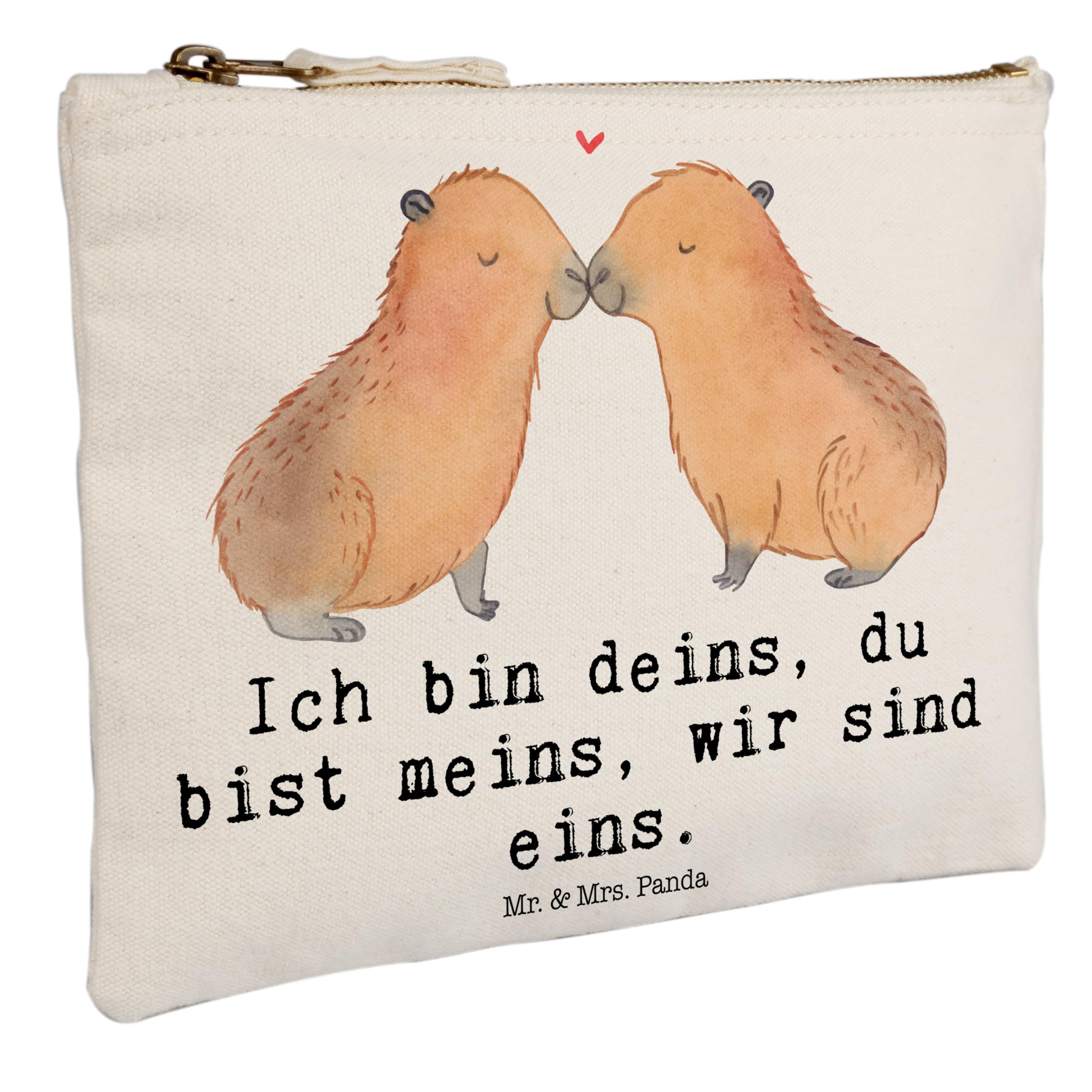 Mr. & Mrs. Panda Kulturbeutel Capybara Liebe Grösse XL Große - Geschenk, Pouch, Mäppchen, kosmetiktäschchen, Liebesspruch, Kulturtasche, Tiermotive, Geschenkidee, Paar, Valentinstag, Kosmetiktasche