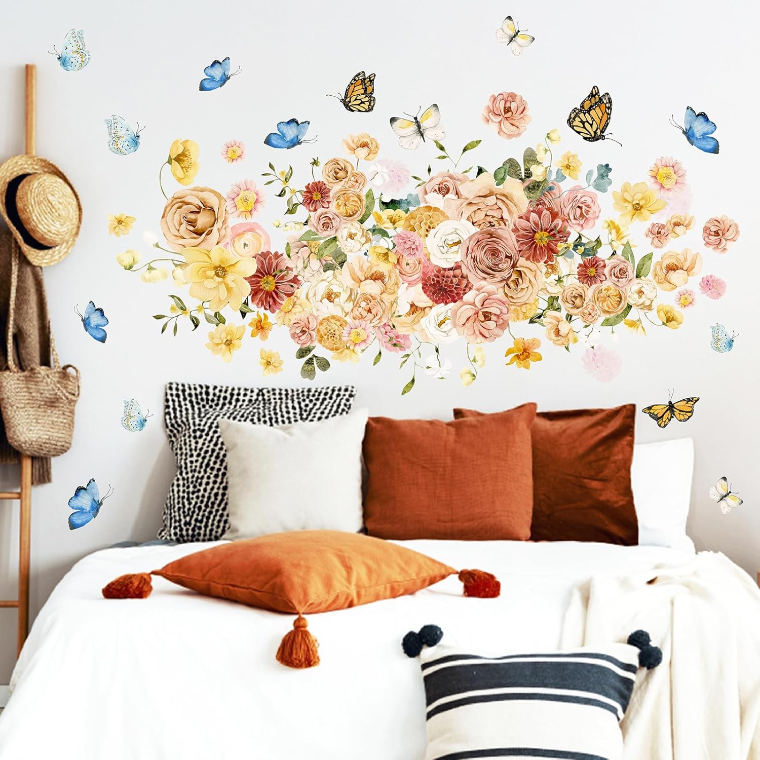 Vintage Flower Wall Stickers Large Peony Flower Wall Decals