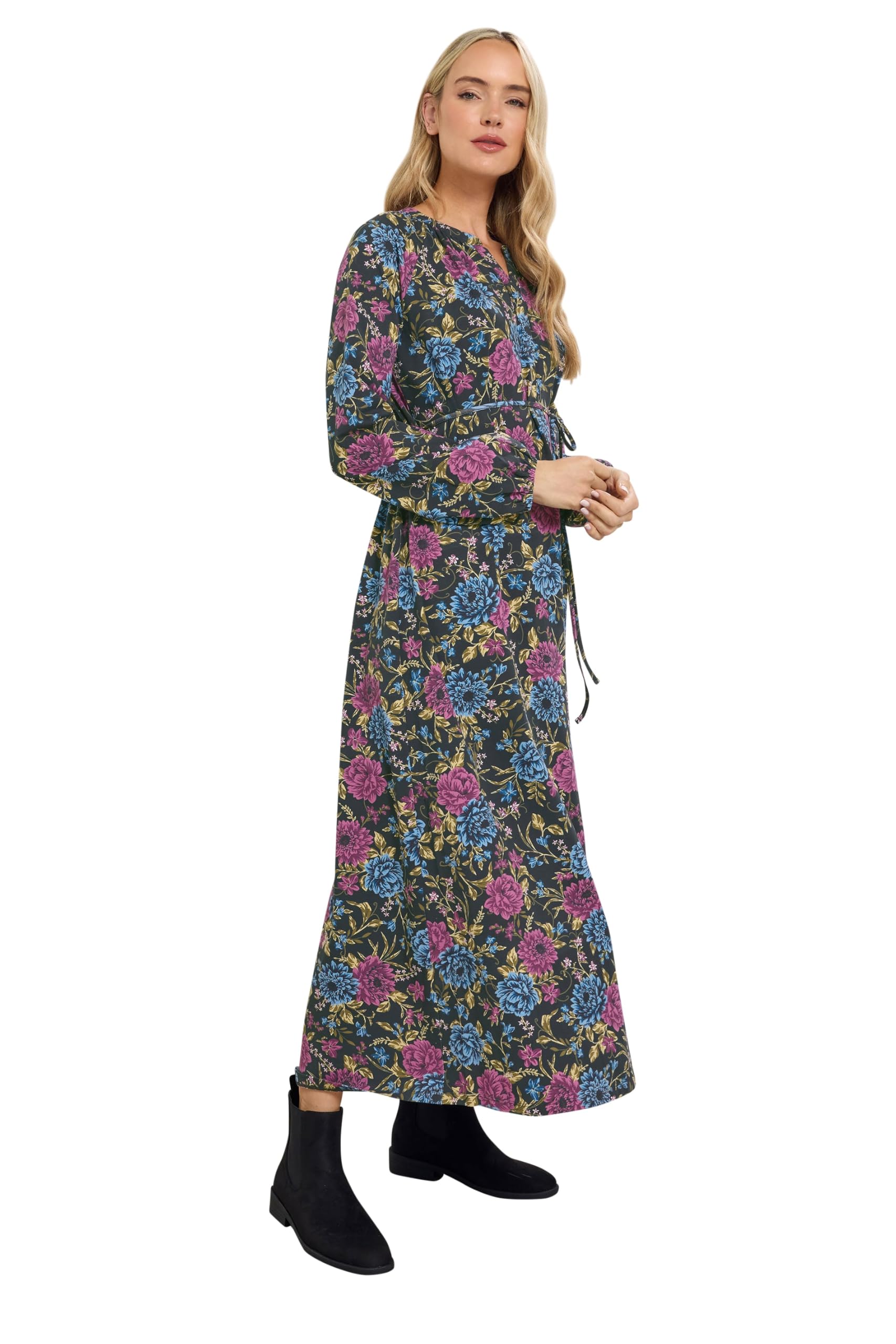 Long Tall Sally - LTS Tall Floral Belted Maxi Dress - Women's Black