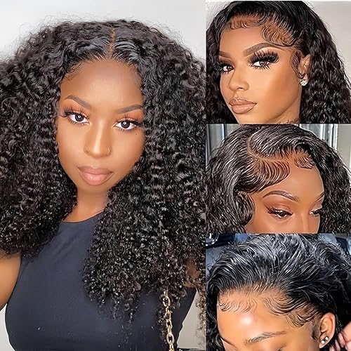 Miniatura 9 de Pelucas con cierre de encaje HD 4x4, cabello humano prearrancado, densidad del 180%, pelucas de cabello humano brasileño húmedo y ondulado para