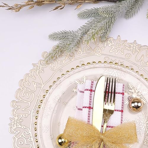 Miniatura 3 de AHHFSMEI Juego de 6 manteles individuales redondos de vinilo metálicos, resistentes al calor, decorativos, antideslizantes, de 15 pulgadas (oro