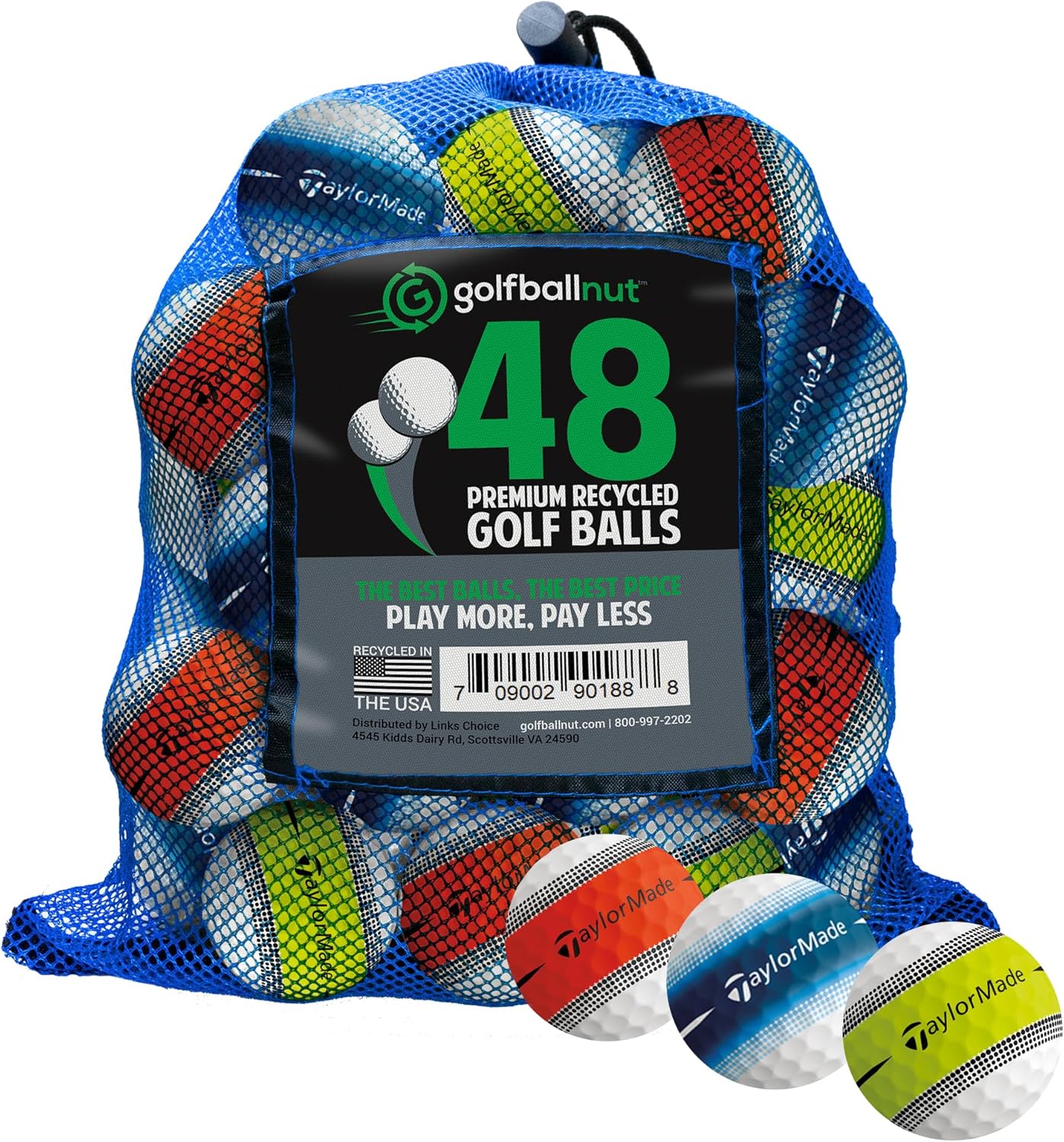 Used and Recycled for Taylormade Tour Response Stripe Mint 5A Choose Color (24 & 48) Golf Balls Mesh Bag Included