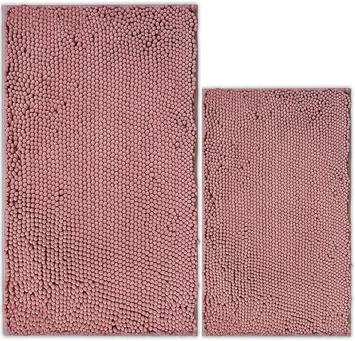 Miniatura 17 de Alfombras de baño de chenilla, juego de 2 piezas, superabsorbente, con fuerte respaldo antideslizante de PVC, alfombras de baño para el baño
