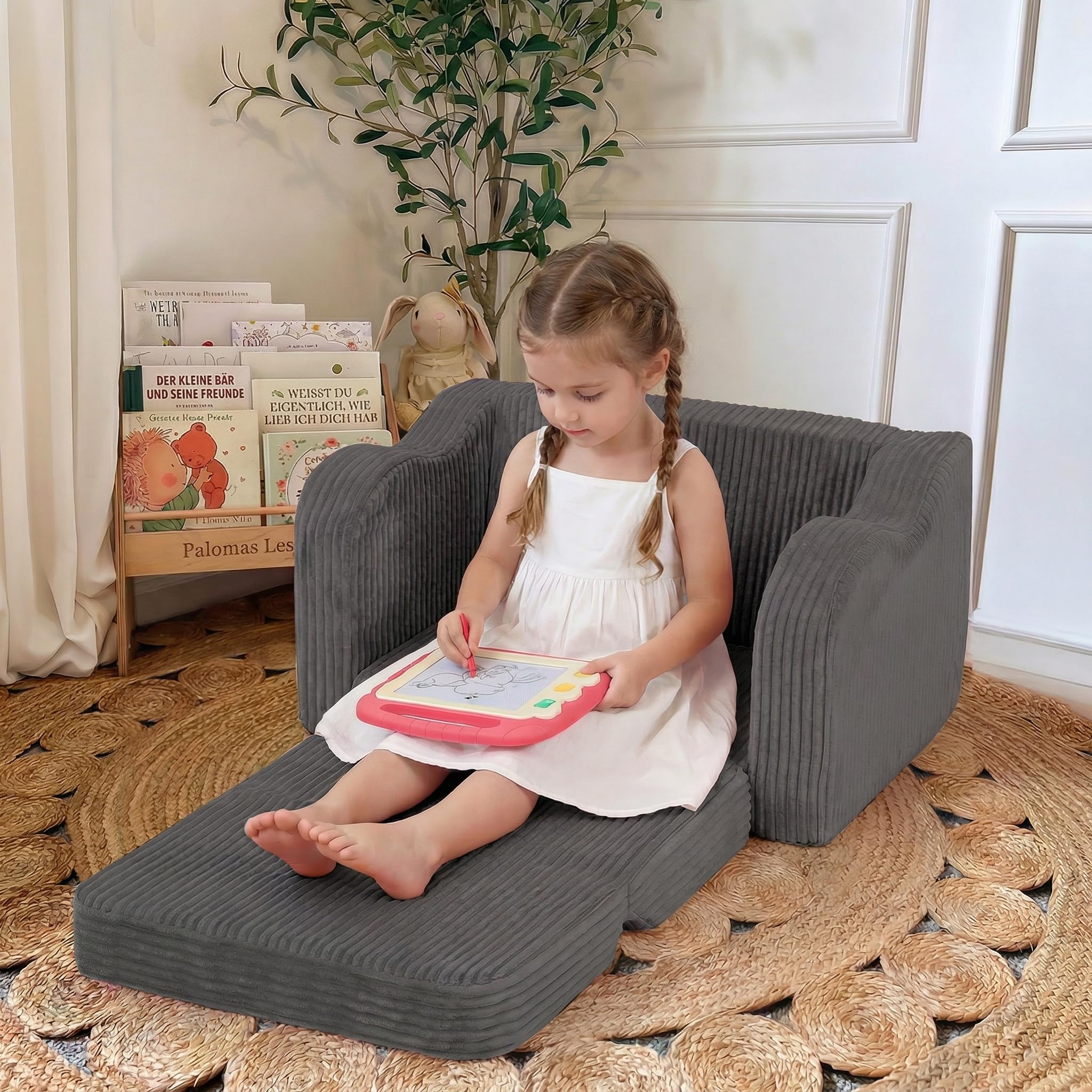 MeMoreCool Cord Canapé pour enfants, fauteuil de relaxation pour enfants, canapé lounge pour bébé, mini canapé pour coin câlin chambre d'enfant, canapé dépliable pour garçons et filles âgés de 1 à 3