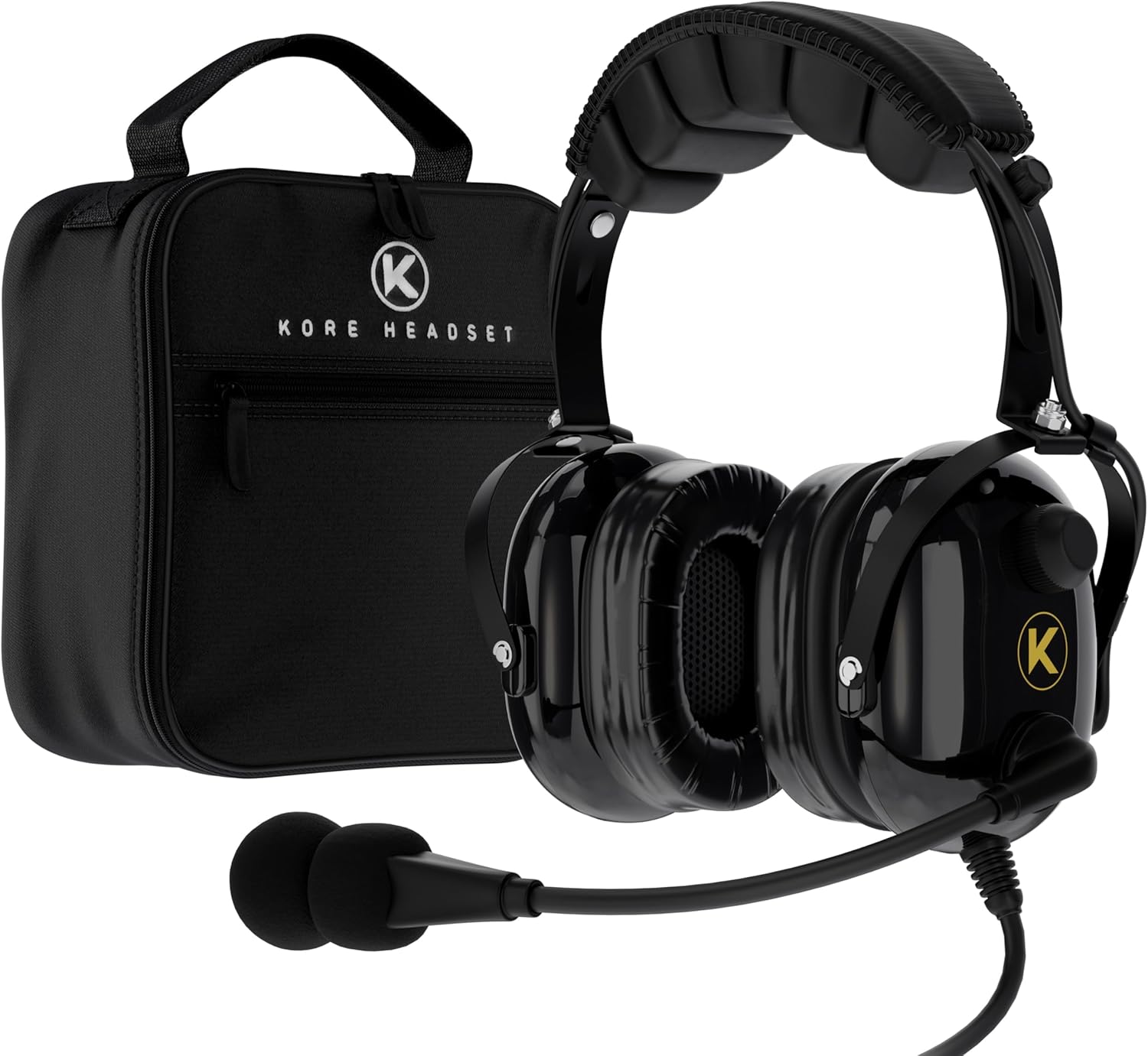 KA-1 General Aviation Headset for Pilots - Mono and Stereo Compatibility, Passive Noise Reduction, Noise Canceling Microphone, Gel Ear Seals, Adjustable Headband & Headset Bag