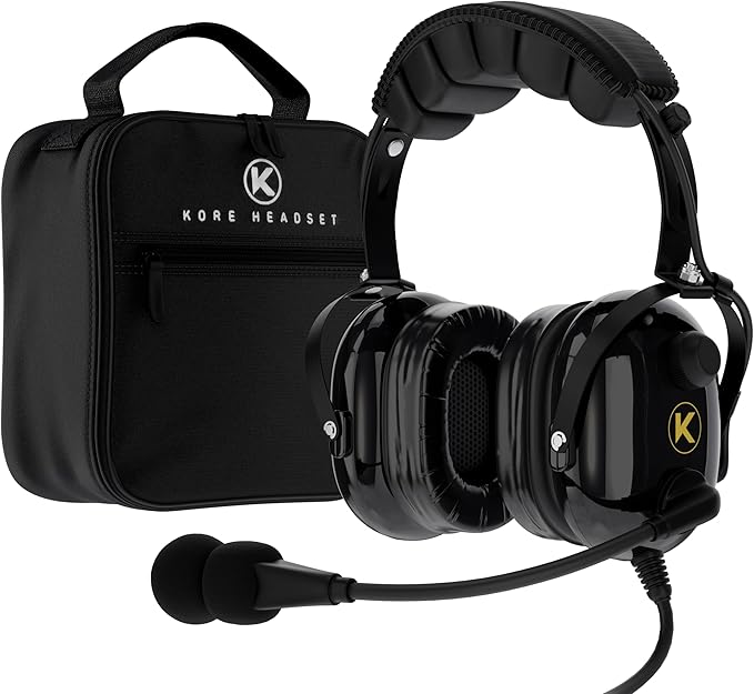 KA-1 General Aviation Headset for Pilots - Mono and Stereo Compatibility, Passive Noise Reduction, Noise Canceling Microphone, Gel Ear Seals, Adjustable Headband & Headset Bag