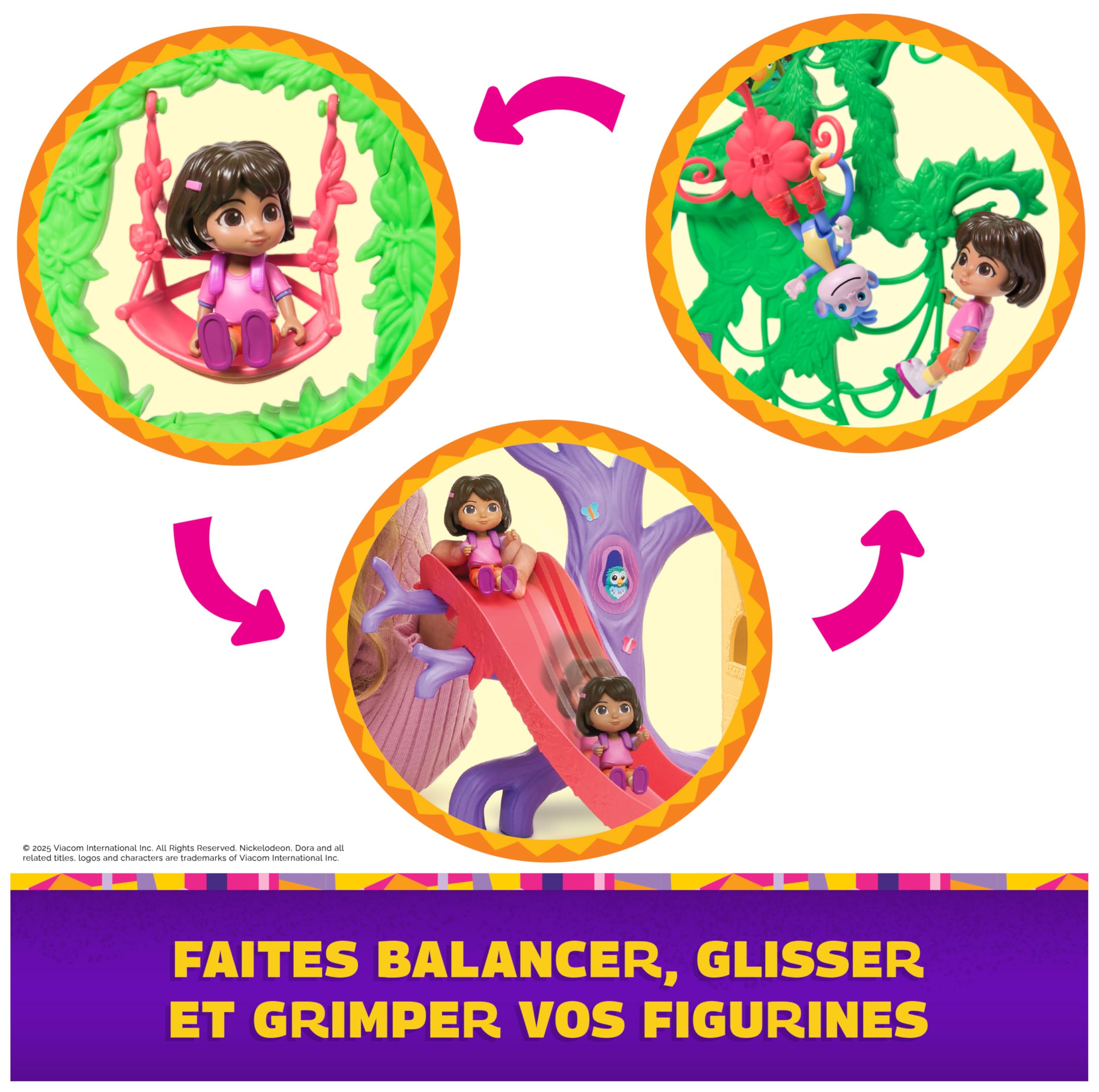Dora - Maison Interactive De La Forêt Tropicale - 2 Figurines & 8 Accessoires - Musiques & Effets Sonores - Bilingue Français Anglais - Dessin Animé Jouet Maison De Poupée - Jouet Enfant 3 Ans Et +