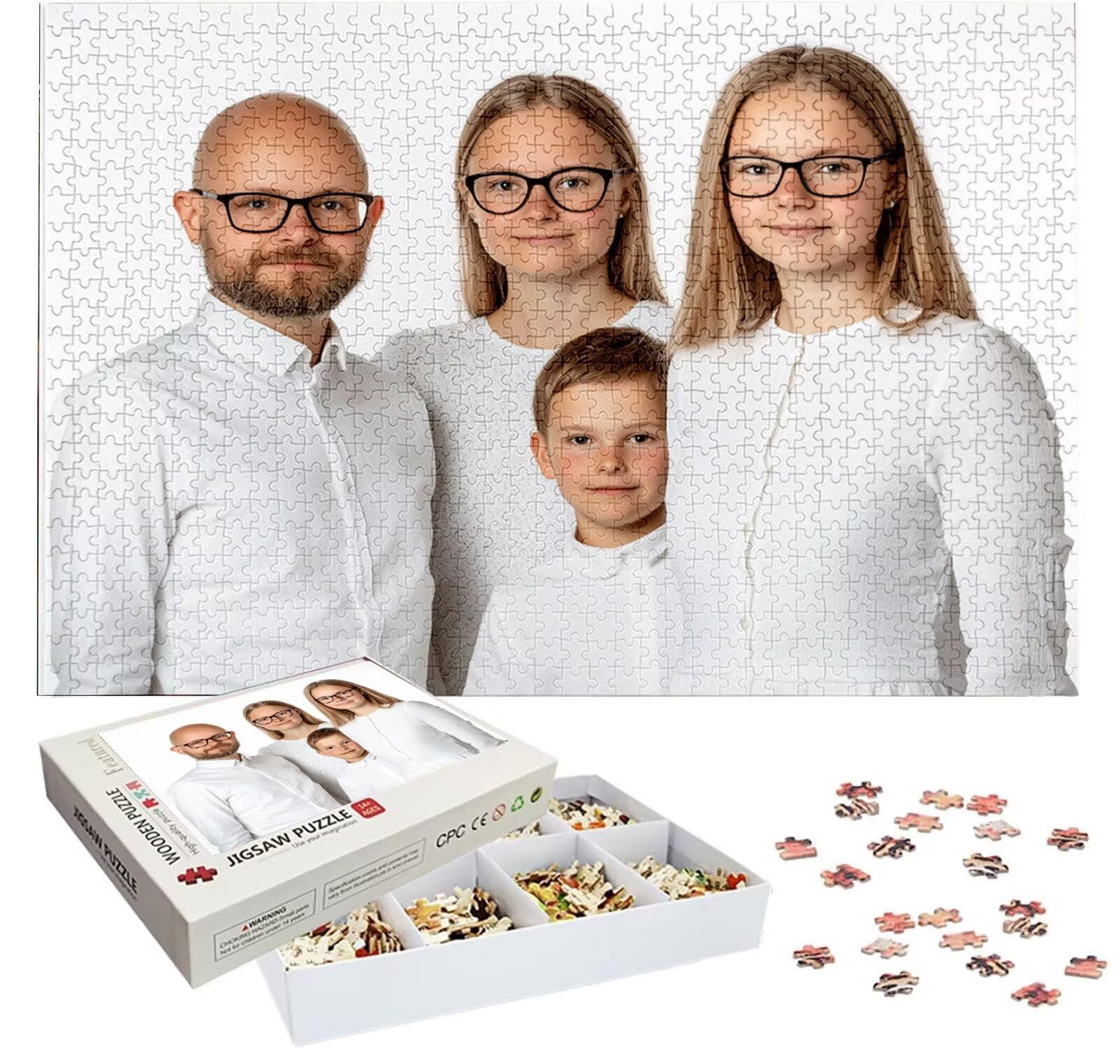 Puzzle Personalizado con Foto, Personalizada Rompecabezas Personalizado Diseña tu Logo Foto o Texto, Personalizado Navidad Halloween San Valentín Parejas Niños Familia Amigos h-3677