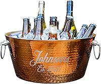 Vista 14 de BREKX Colt - Tina de bebidas galvanizada con acabado rústico de cobre (16 botellas), cobre para parejas, enfriador de cubo de vino de granja