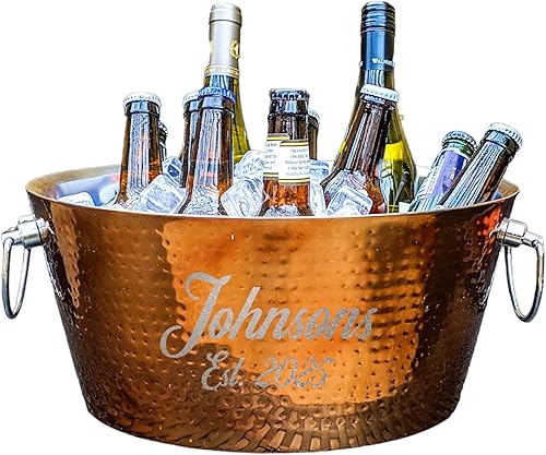 BREKX Cubo de hielo personalizado, bañera de bebidas aislada para cobre, inauguración de la casa, regalos de boda para la pareja