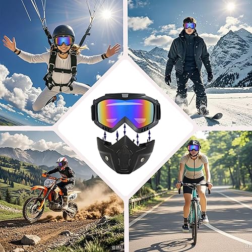 Miniatura 10 de Máscara Airsoft de cara completa, máscara de paintball, máscara táctica, gafas de casco de motocicleta con máscara facial extraíble para hombres y