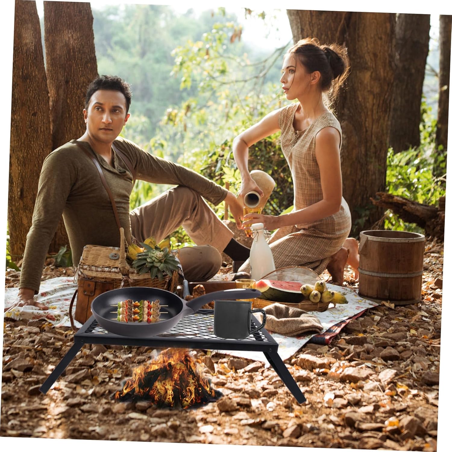 1Pc Folding Camping Grill Rack Portable Bbq Cooking Tool for Beach Parties Heat Resistant Easy to Clean for Outdoor Cooking