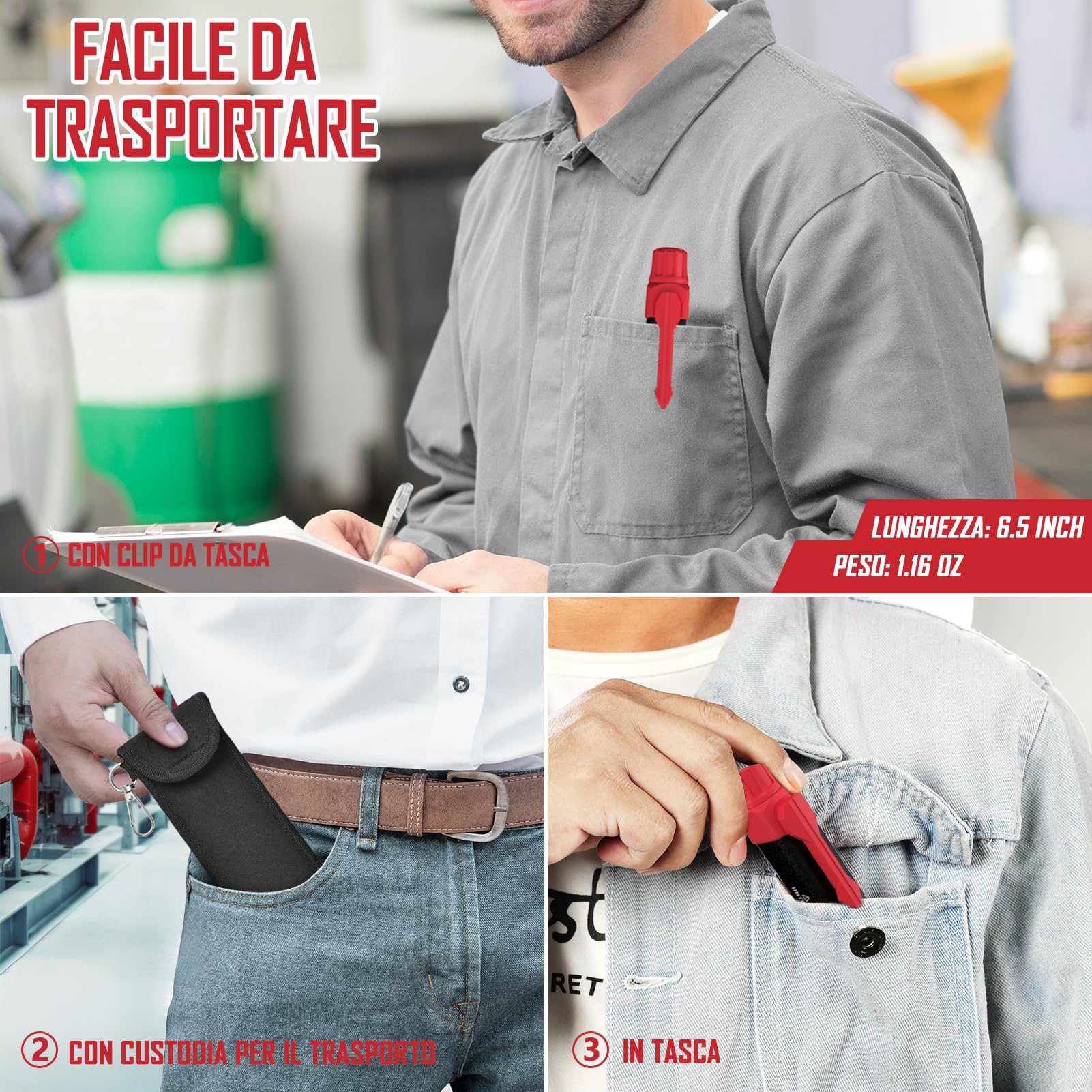 Rilevatore di fughe di gas, TECHAMOR PT202 Allarme portatile per fughe di gas naturale Individua le perdite di gas combustibili come metano, GPL, GNL, carburante, gas di fognatura (nero)