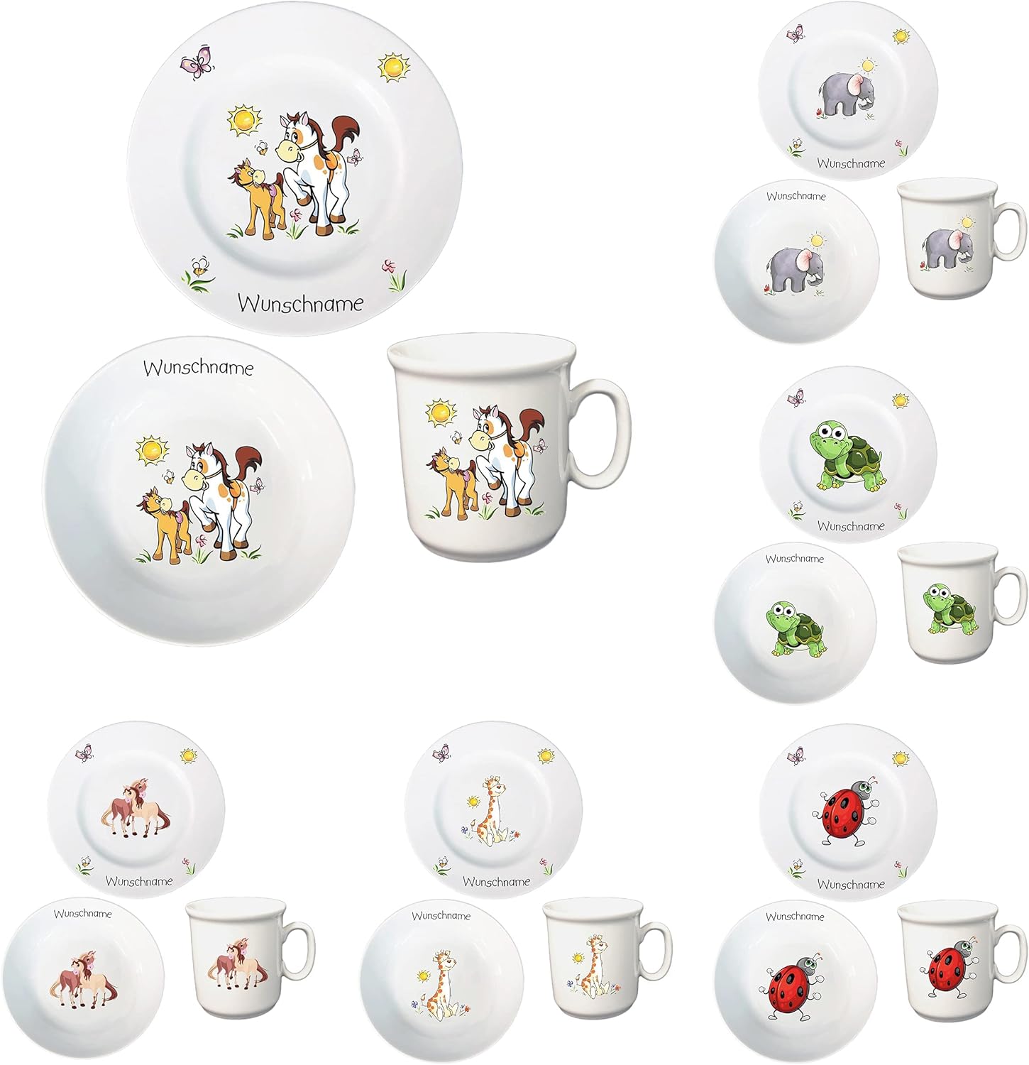 Personalisiertes Kindergeschirr Aus Porzellan - 27cm Speiseteller Mit Tiermotiv & Wunschname