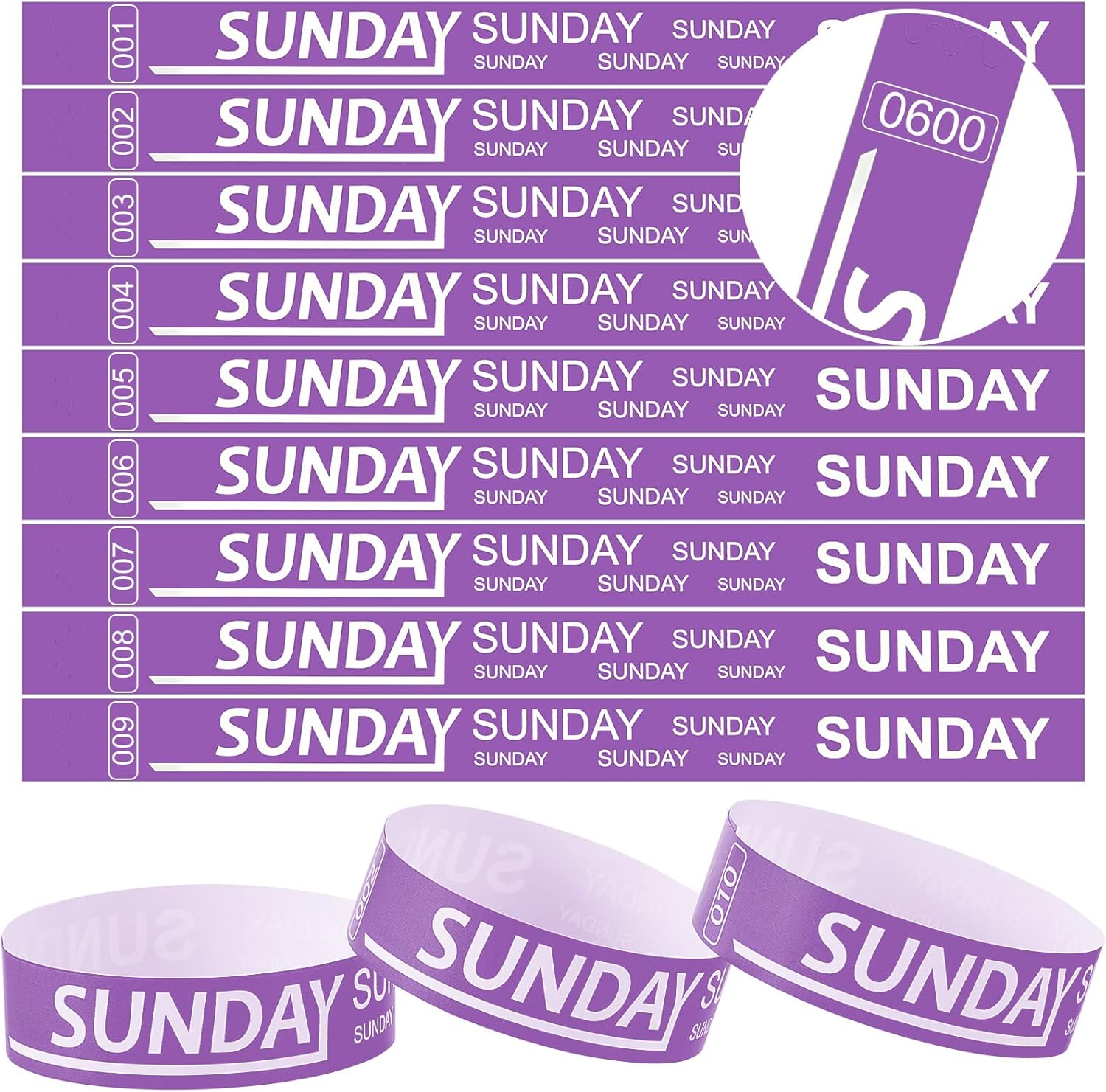 Henoyso 600 Pcs Sunday Paper Wristbands Event Wristbands Paper Bracelets Wristbands