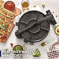 Vista 5 de Prensa para tortillas ARC de 10.4" Incluye 100 piezas de papel de pergamino, preparador de tortillas de hierro fundido, negro gris