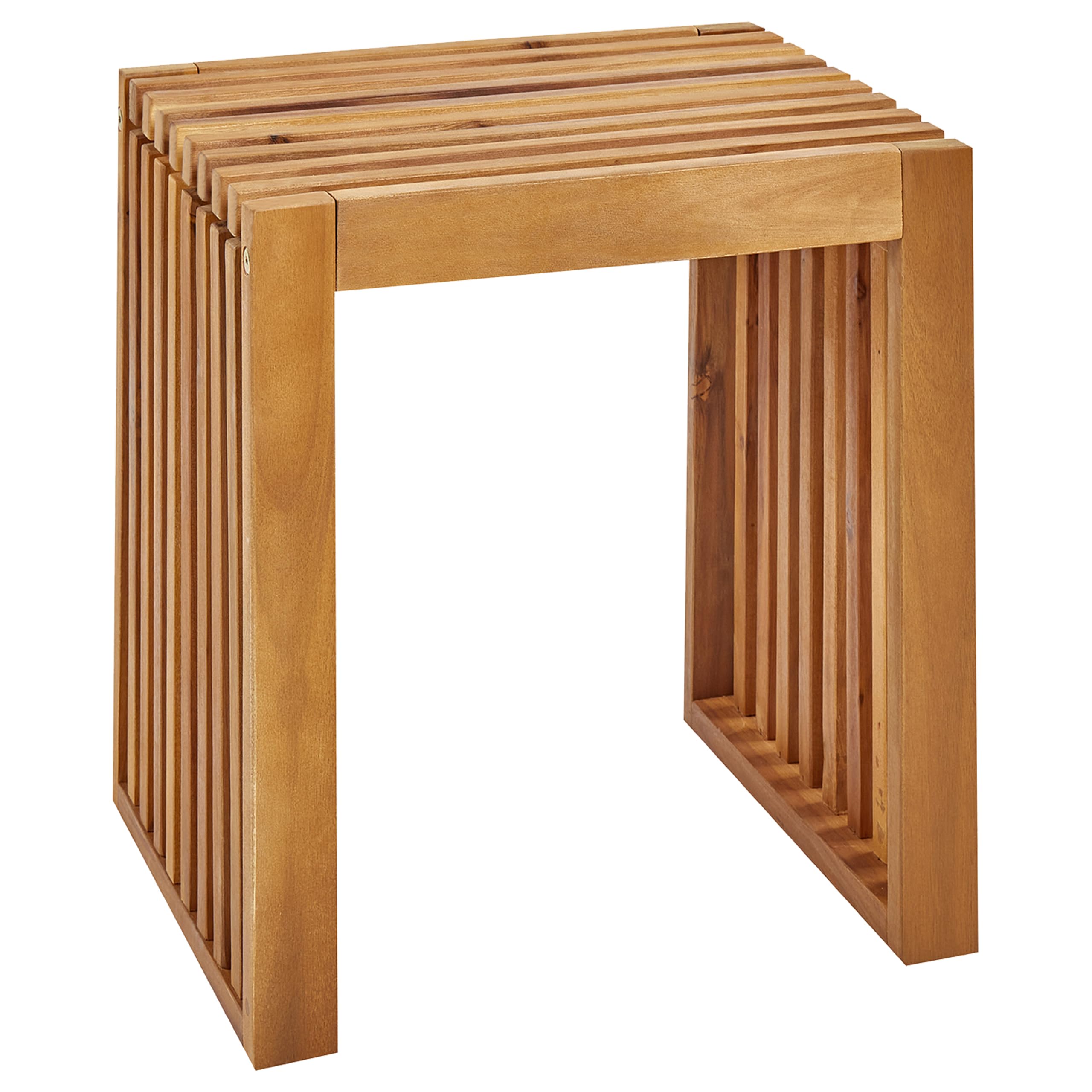 Lot de 2 Tabourets Modernes Rustiques pour l'Extérieur en Bois d'Acacia Clair Bellano