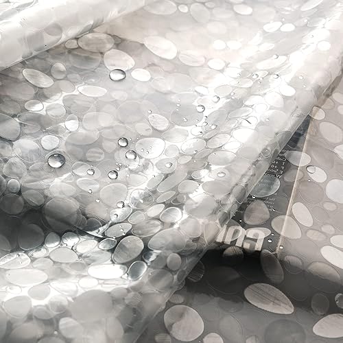 Miniatura 7 de AooHome Cortina de ducha de 36 x 72 pulgadas, cortina de ducha de EVA, patrón de guijarros 3D con 3 imanes inferiores, resistente, repelente al