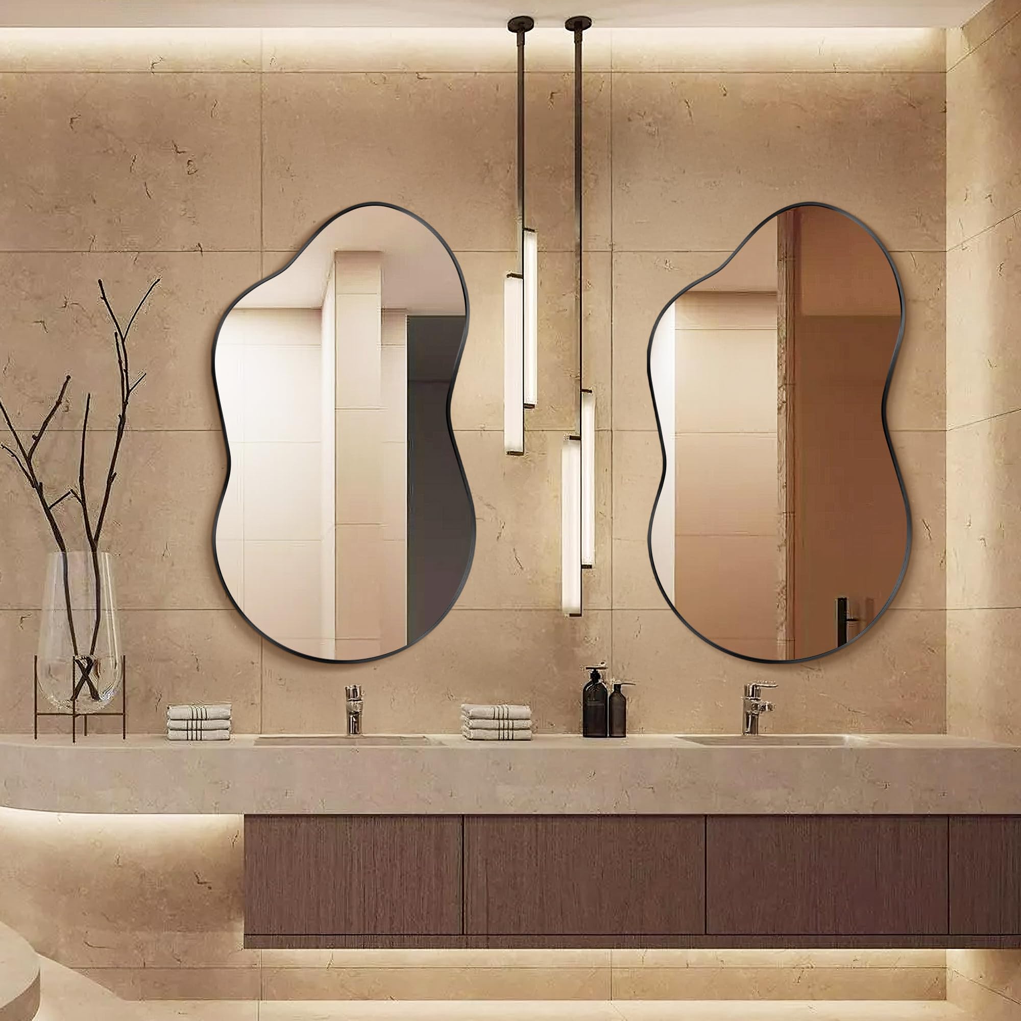 Specchio Da Parete Irregolare, Specchio Decorativo Asimmetrico con Cornice in Lega Di Alluminio Qualità Aeronautica per Bagno, Camera Da Letto, Soggiorno, Ingresso