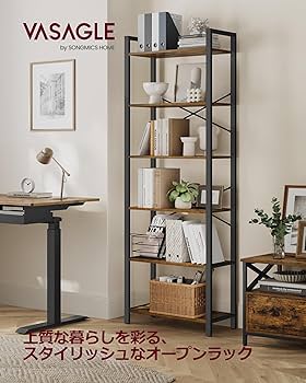 オープンラック 4段 シェルフ 木目天板 スチール脚 組立簡単 Amazon｜VASAGLE スチールラック オープンラック 6段 収納ラック