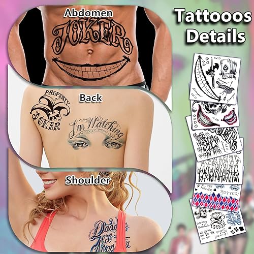 Joker HQ Couple Scary Mouth Tattoo Combo Halloween Cosplay Makeup Kit