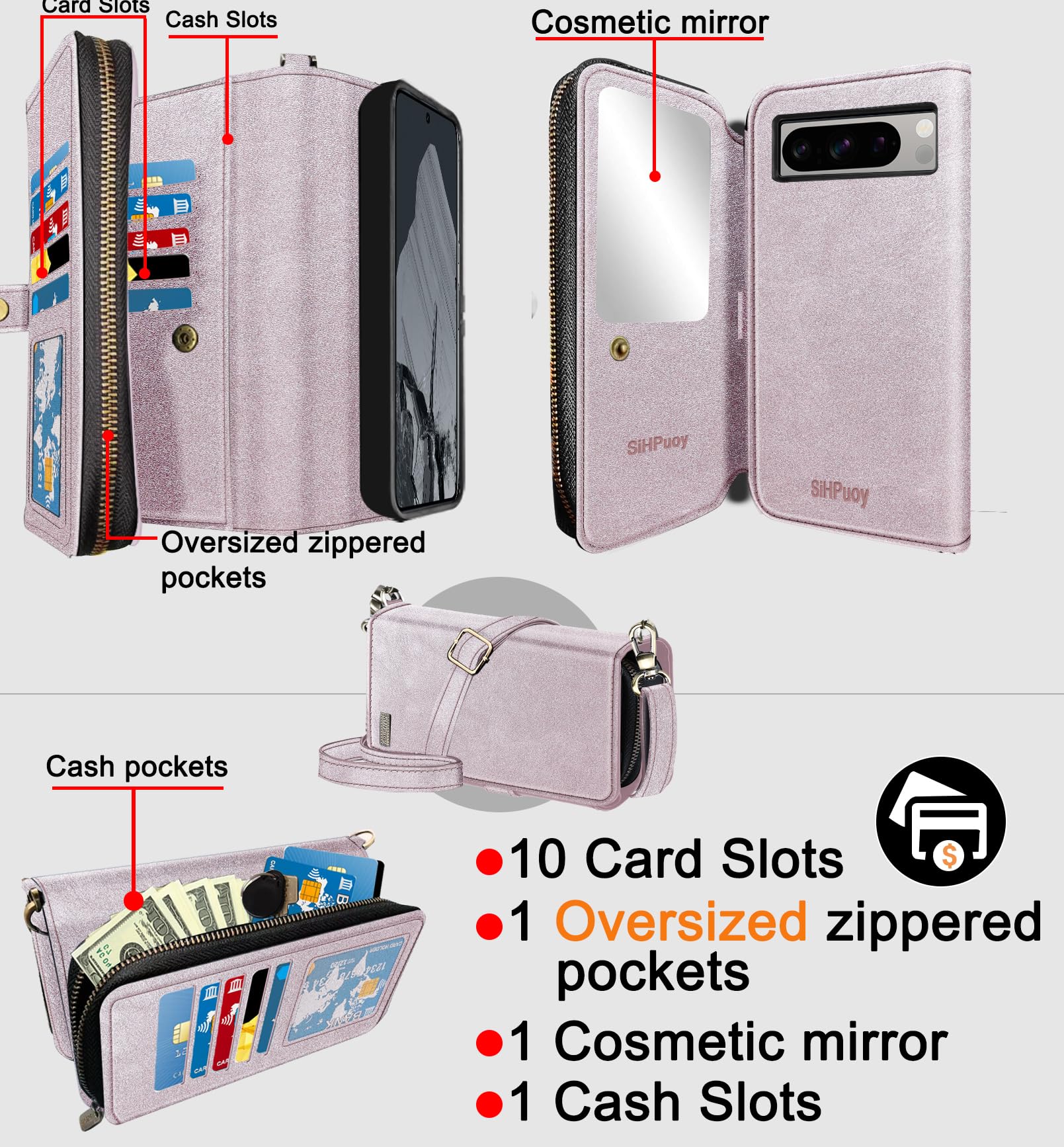 MONASAY Funda Tipo Cartera Para IPhone Air De 6.6 Pulgadas, Funda Magnética Con