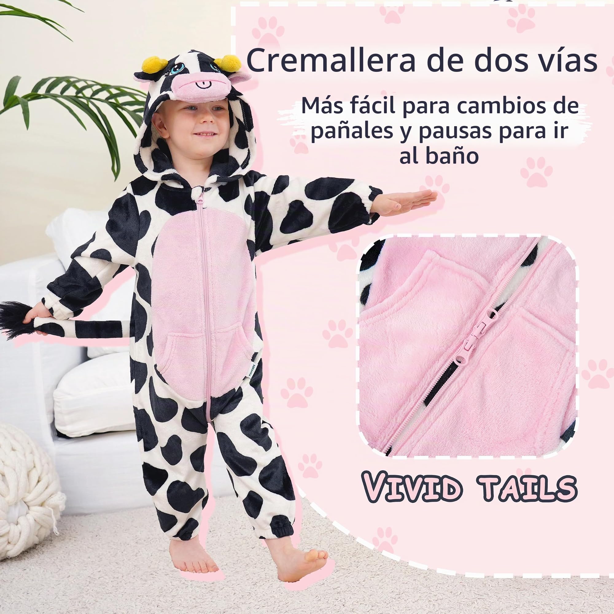 LOLANTA Disfraz Unisex de Animales para Bebé, Disfraz de Animal con Capucha para Niño, Traje de Unión de Franela