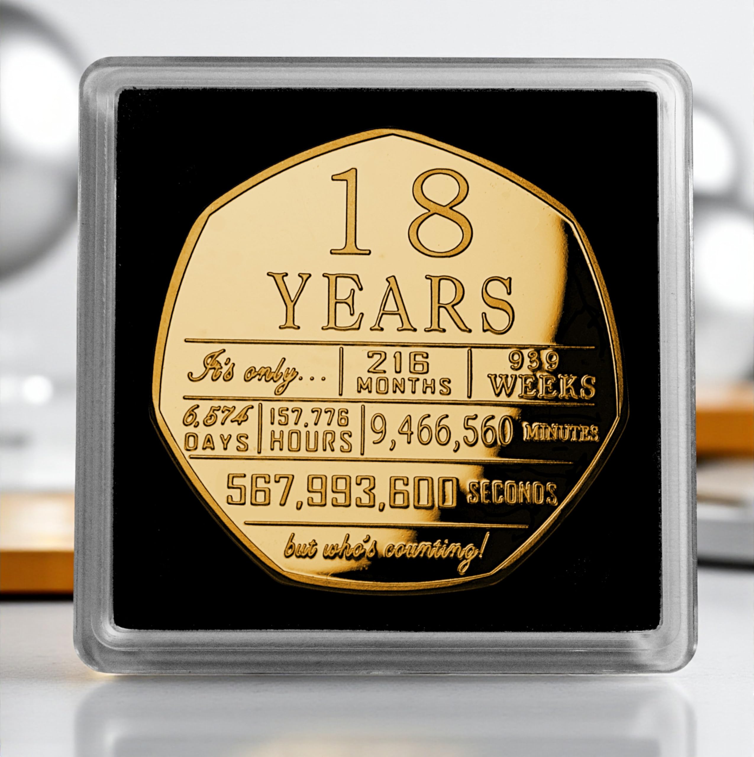 The Commemorative Coin Company 18th Birthday 24ct Gold Commemorative in Gift Case. Celebrating 18 Years. Congratulations/Party/Celebration/Ideas Gift/Present.