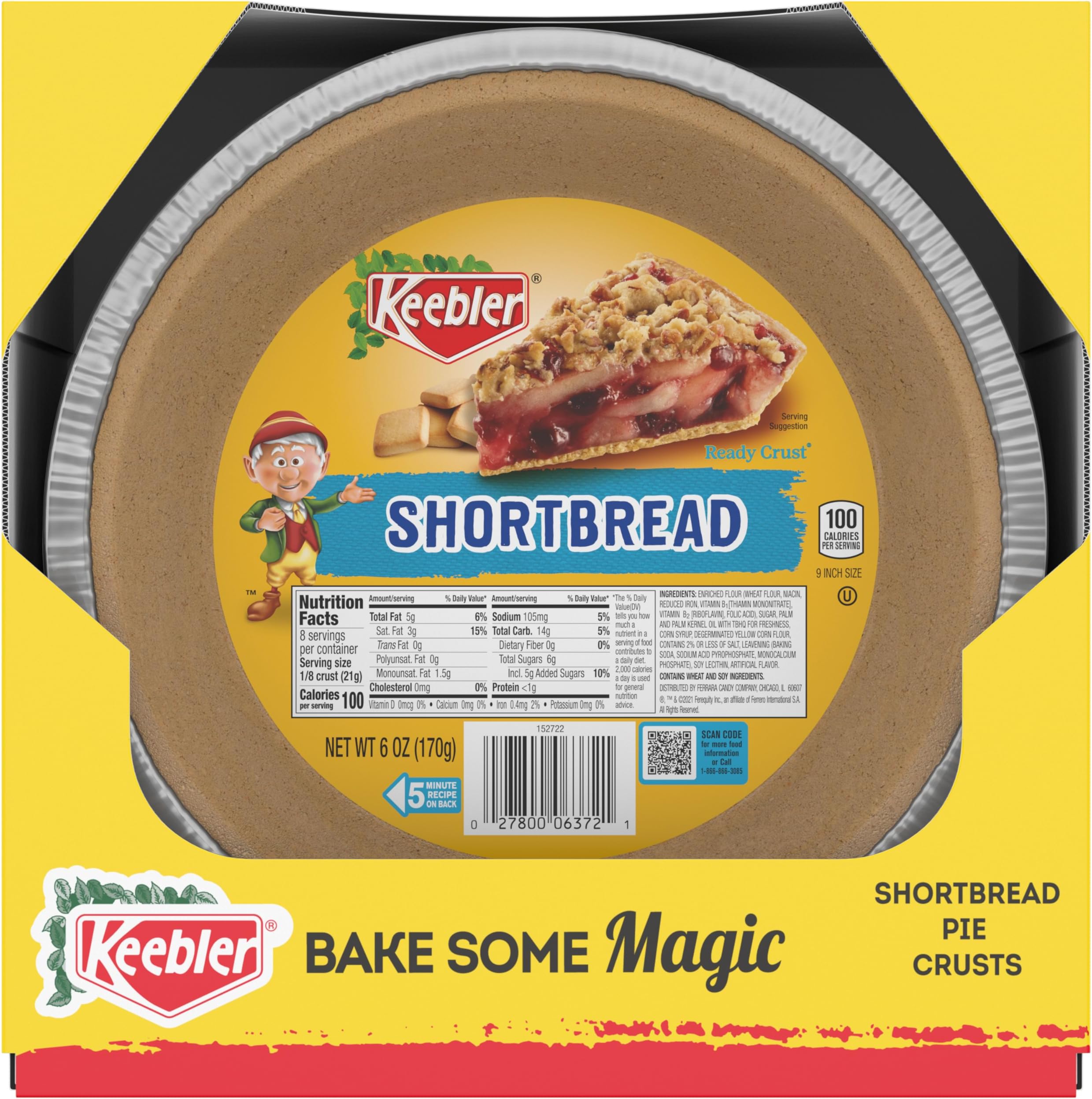 Ready Crust,Pie Crust, Shortbread, No-Bake, Ready to Use, Bulk Size, 72 oz (Pack of 12, 6 oz crusts)