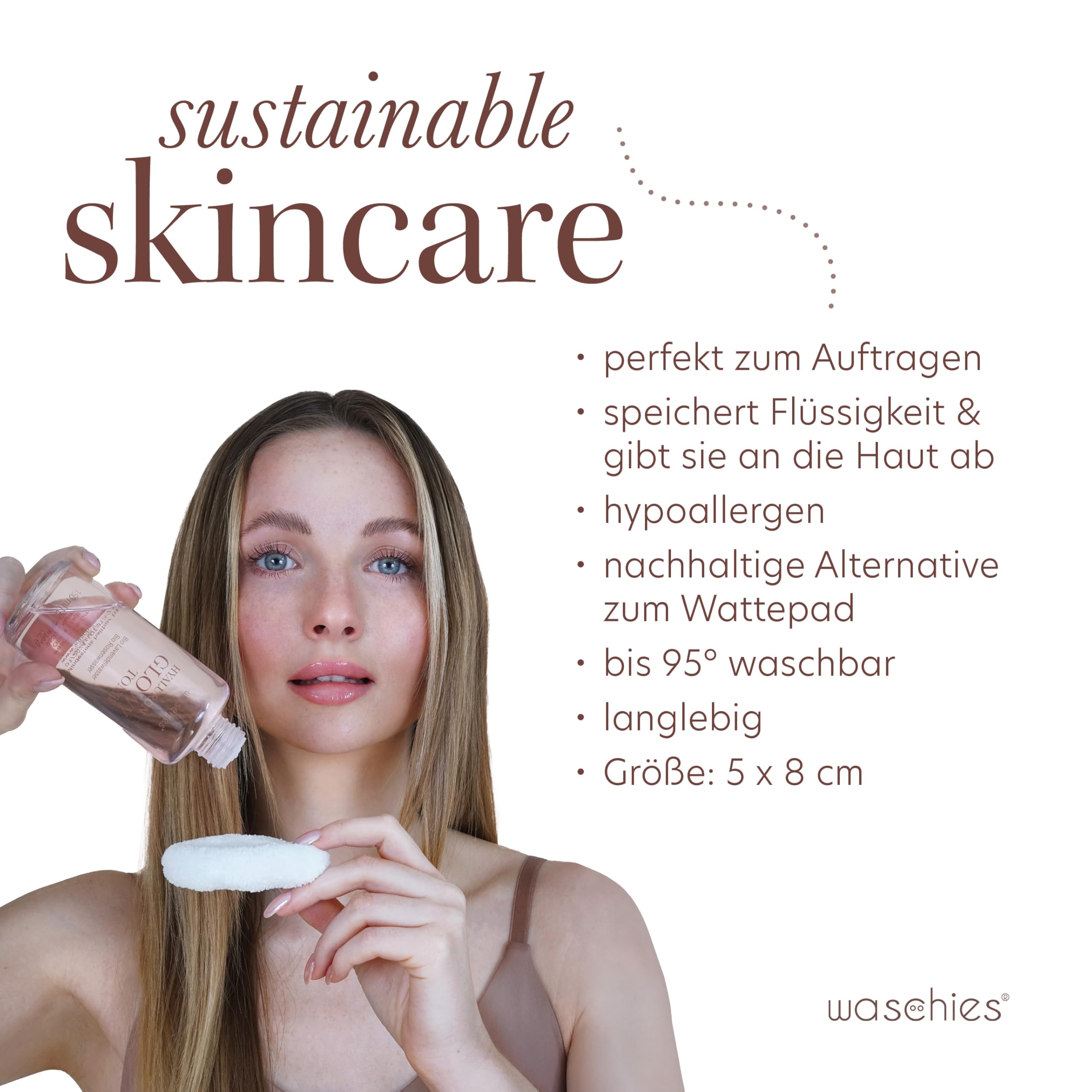 Waschies 7-tlg. All White Geschenkset für Frauen – Abschminkpads, Toner Pads & Peeling Pads – waschbar, wiederverwendbar