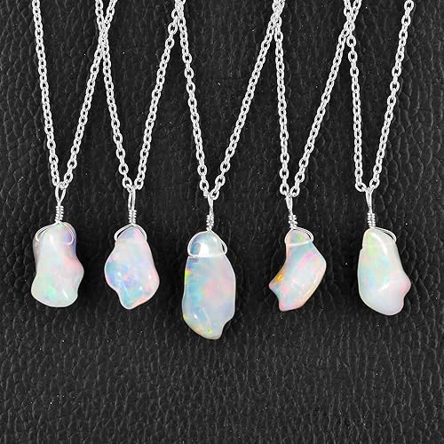 Miniatura 5 de Collar con colgante delicado de piedras preciosas crudas para mujer, piedra natal natural, joyería hecha a mano, cristal curativo de chakras, cadena