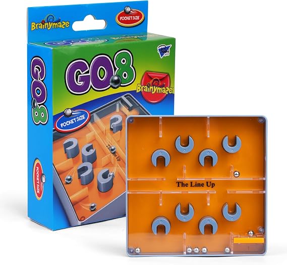 لعبة Point Games Brainymaze Go 8 لعبة للأطفال - لعبة متاهة قائمة بذاتها - دعابة الدماغ بالميزان - لعبة السفر بحجم الجيب - تعزيز مهارات الأطفال الجميلة - أعمار الأطفال 4 +