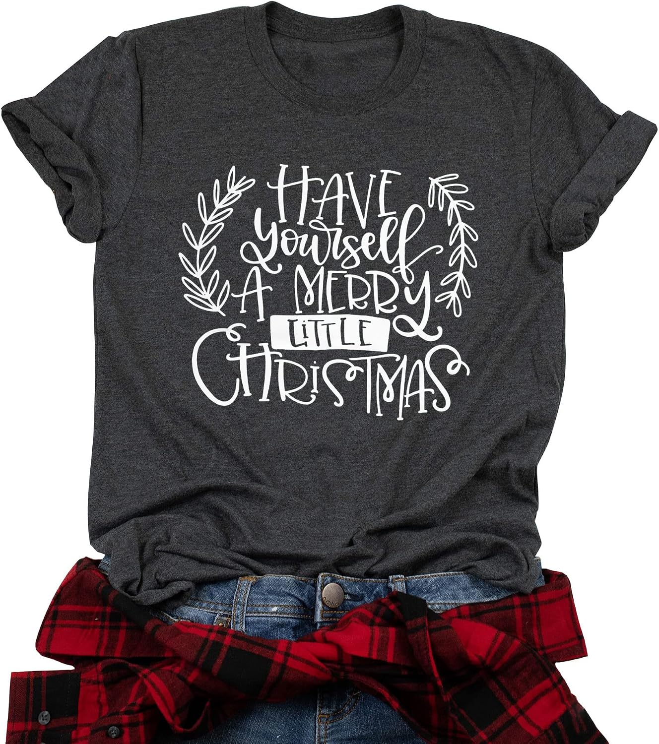 Merry Christmas Shirts for Women Have Yourself a Merry Little Christmas T-Shirt Funny Holiday Short Sleeve Tees Tops