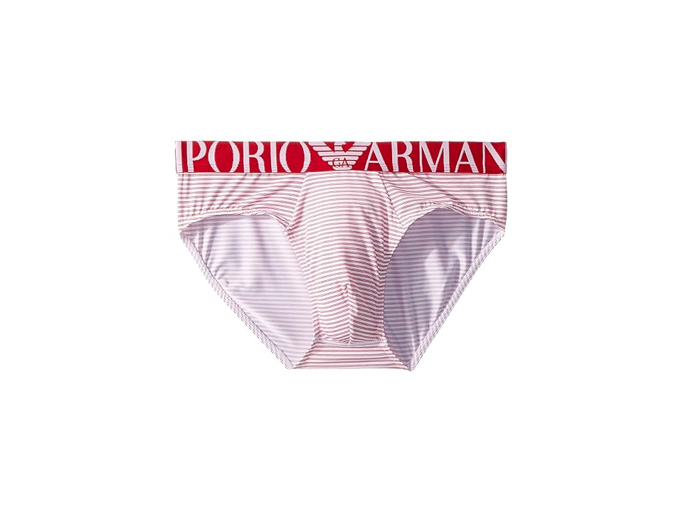 

Emporio Armani Sailor Micro Striped Brief (White/Tango Red) Men's Underwear