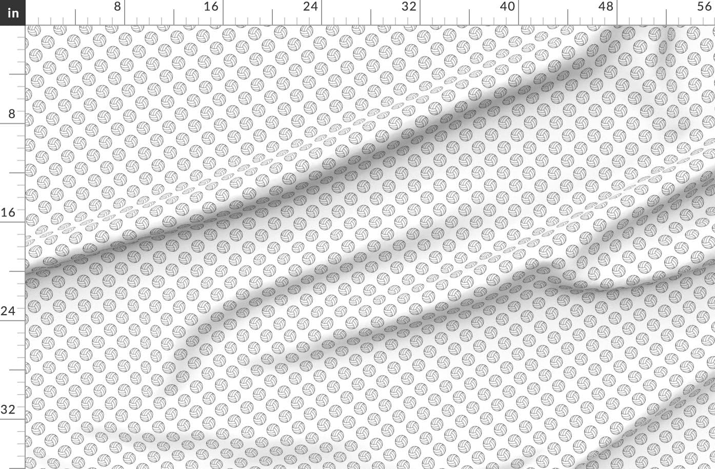 Spoonflower Fabric - Black White Volleyballs Sports Volley Volleyball Balls Team Power Printed on Organic Cotton Sateen Fabric by The Yard - Sewing Quilting Apparel Home Decor