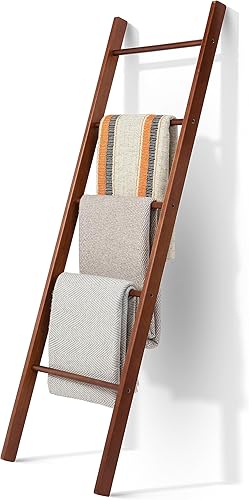 Miniatura 1 de Escalera de madera para mantas de 5 pies  Escalera para edredón para dormitorio  Decoración de escalera de madera  Escalera decorativa para mantas